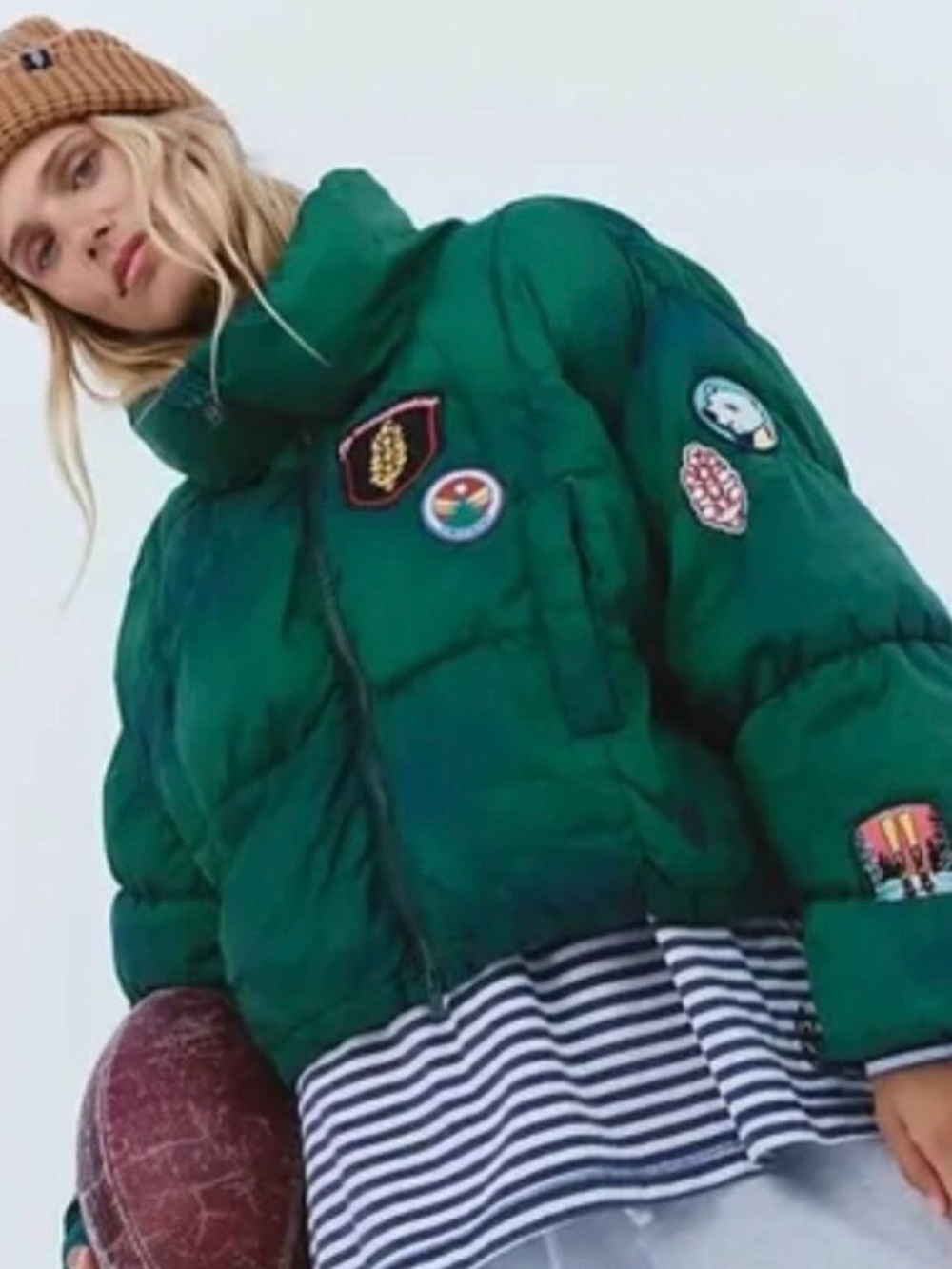 New RARE Free People Movement In A Bubble Patch Puffer Jacket in Emerald